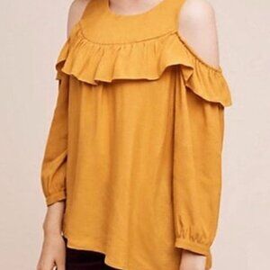 Maeve Anthropologie yellow cold shoulder blouse sz. US 6